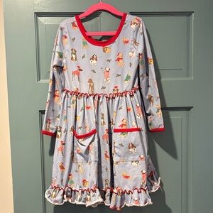 Girls Christmas Dogs Dress SG&K Size 6